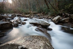 Rushing water along the Chimney Tops Trail.