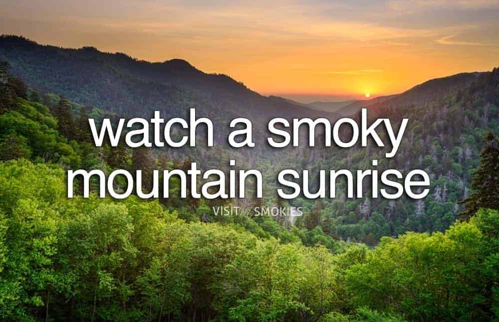 view of sunrise in the Smoky Mountains