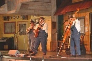 A trio playing bluegrass music at Dollywood.