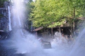 Huge splash at the Daredevil Falls ride at Dollywood.