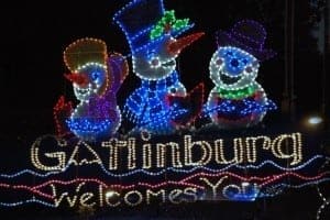 Photo of a Christmas lights display in Gatlinburg.