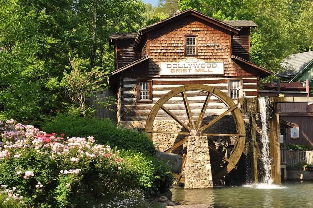 The Dollywood Grist Mill on a beautiful spring day.