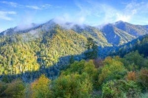 Beautiful photo of clouds in the Smoky Mountains.