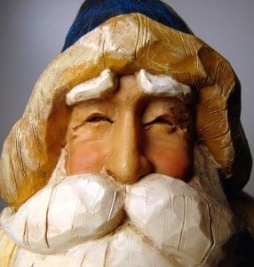 Santa Claus carved out of wood.