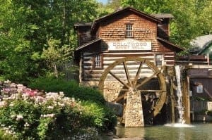 The gristmill at Dollywood on a spring day.