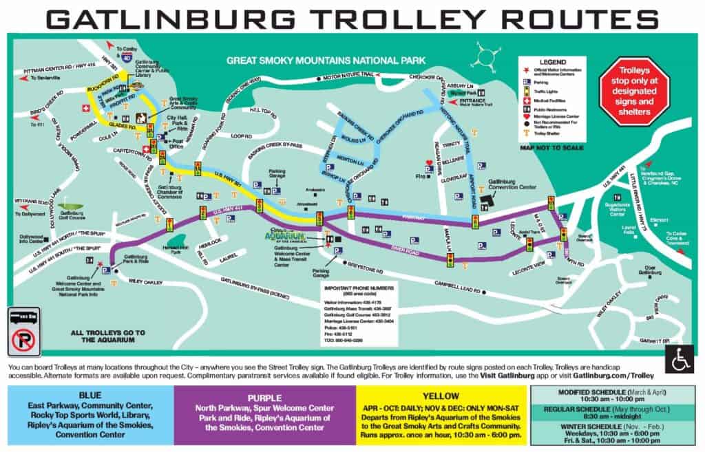 Gatlinburg Trolley map 
