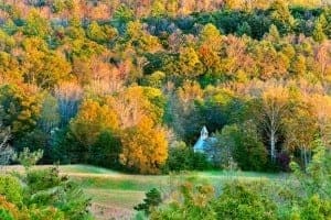 Beautiful fall colors in Cades Cove in Gatlinburg.