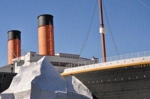 Closeup of the exterior of the Titanic Museum in Pigeon Forge.