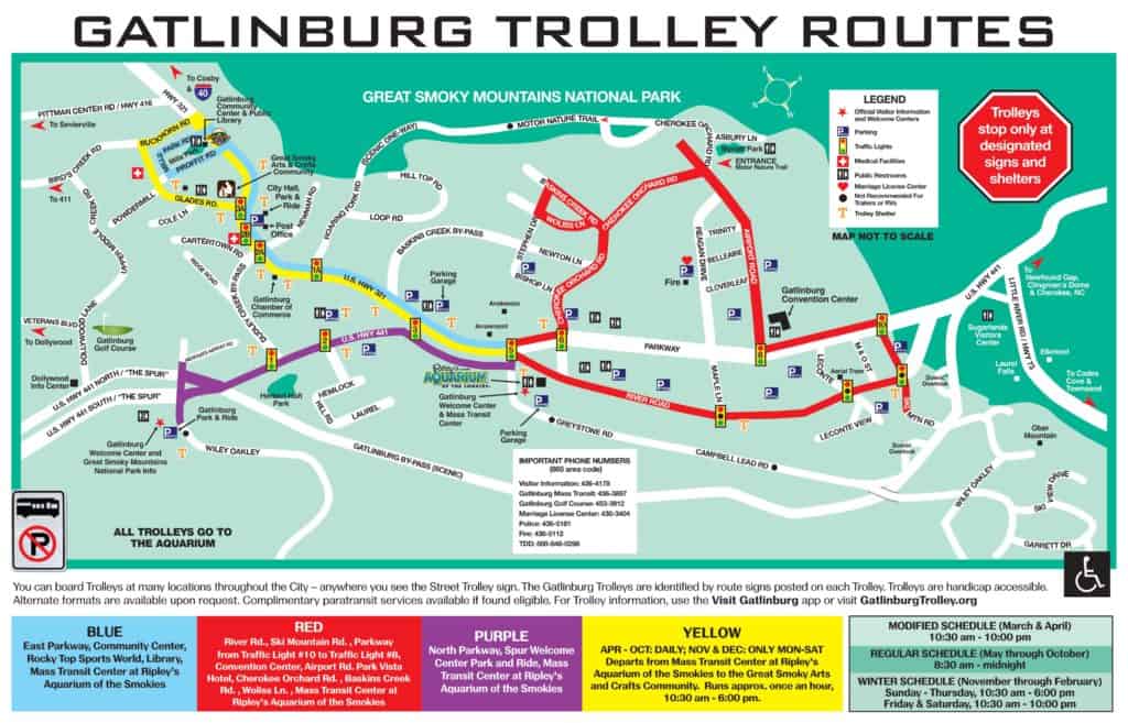Gatlinburg Trolley map