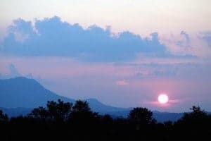 Sunrise over the mountains in Pigeon Forge.