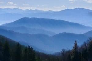 The Smoky Mountains looking blue in a scenic photo.
