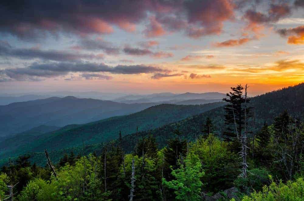 Incredible sunset in the Great Smoky Mountains National Park.