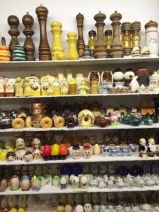 Pepper grinders and shakers at the Salt and Pepper Shaker Museum in Gatlinburg.