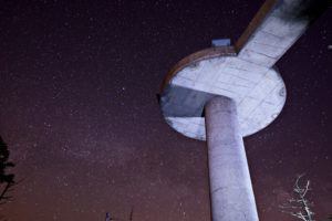 The deck of Clingmans Dome at night.