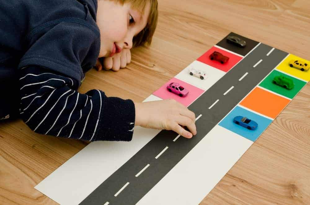 Child playing quietly with a toy