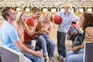 Family bowling together