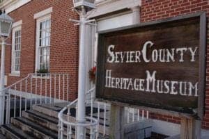 The sign for the Sevier County Heritage Museum.