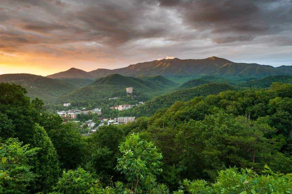 Aerial photo of Gatlinburg TN