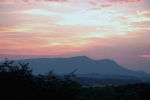 Beautiful sunrise over Bluff Mountain in Pigeon Forge.