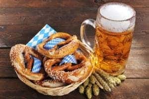 German beer and pretzels.