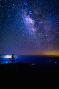 The Milky Way in the night sky over Clingmans Dome in the Smoky Mountains.