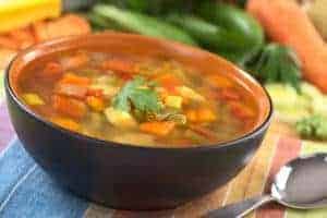 A bowl of vegetable soup.