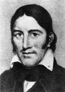 A portrait of Davy Crockett.