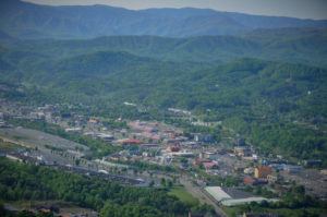 Beautiful aerial view of Pigeon Forge TN.