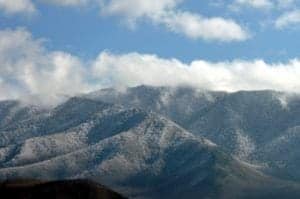 Beautiful snow covered mountains in Pigeon Forge in December.
