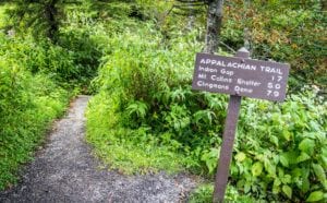 A sign for the Smoky Mountains Appalachian Trail near Clingmans Dome.