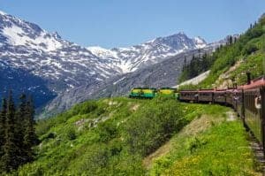 A train traveling the White Pass and Yukon Route.