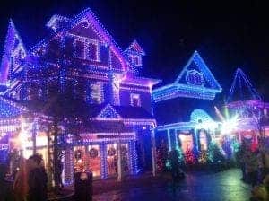 Beautiful holiday lights at Dollywood during the Smoky Mountain Christmas Festival.