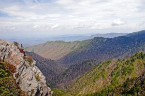 Scenic mountain views from Charlies Bunion along the Appalachian Trail.