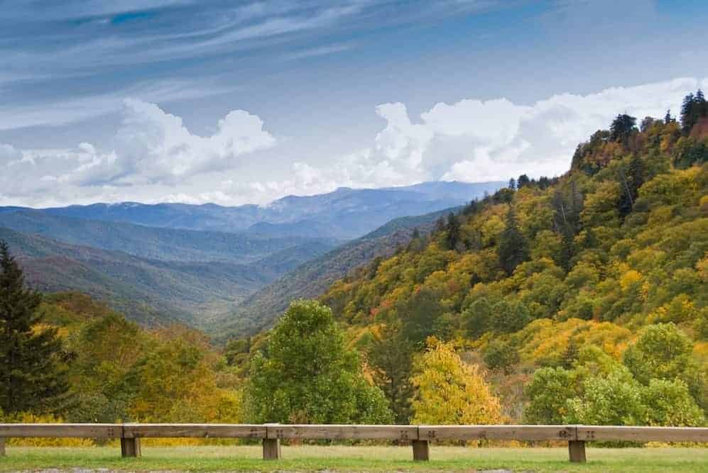 Beautiful photo of the Smoky Mountains taken from Newfound Gap Road.
