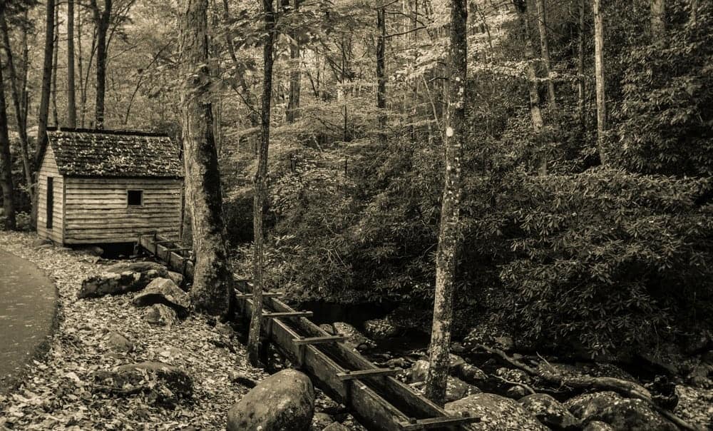 A historic mill along the Roaring Fork Motor Nature Trail in Gatlinburg.