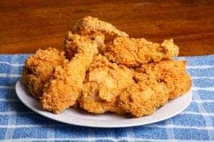 A plate of crispy fried chicken.