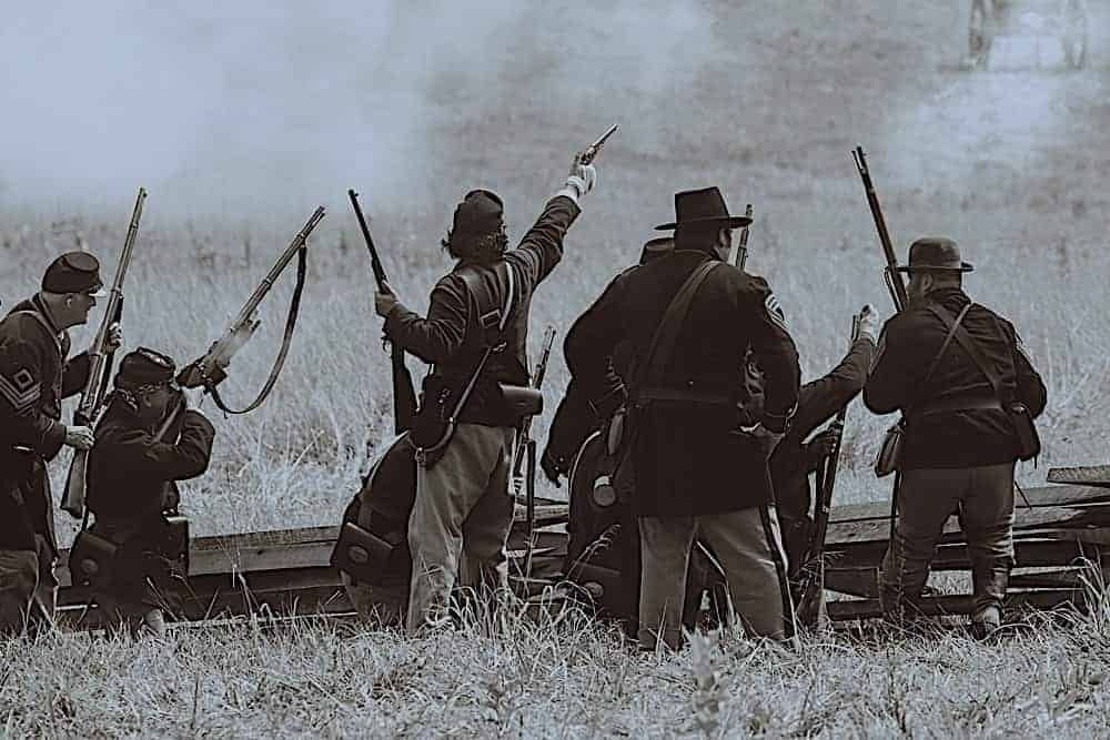 Reenactment of a battle from the Civil War.