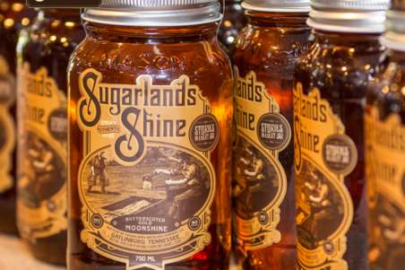 Moonshine jars at Sugarlands Distilling Company.