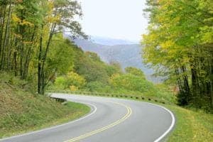 Beautiful winding road in the Smoky Mountains.