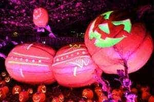 A giant jack-o'-lantern at Dollwood's Great Pumpkin LumiNights.