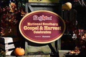 A sign for the National Southern Goslep & Harvest Celebration at Dollywood.