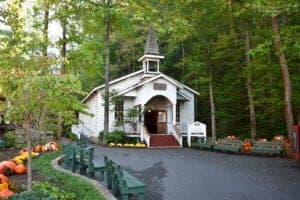 The Dollywood chapel in the fall.
