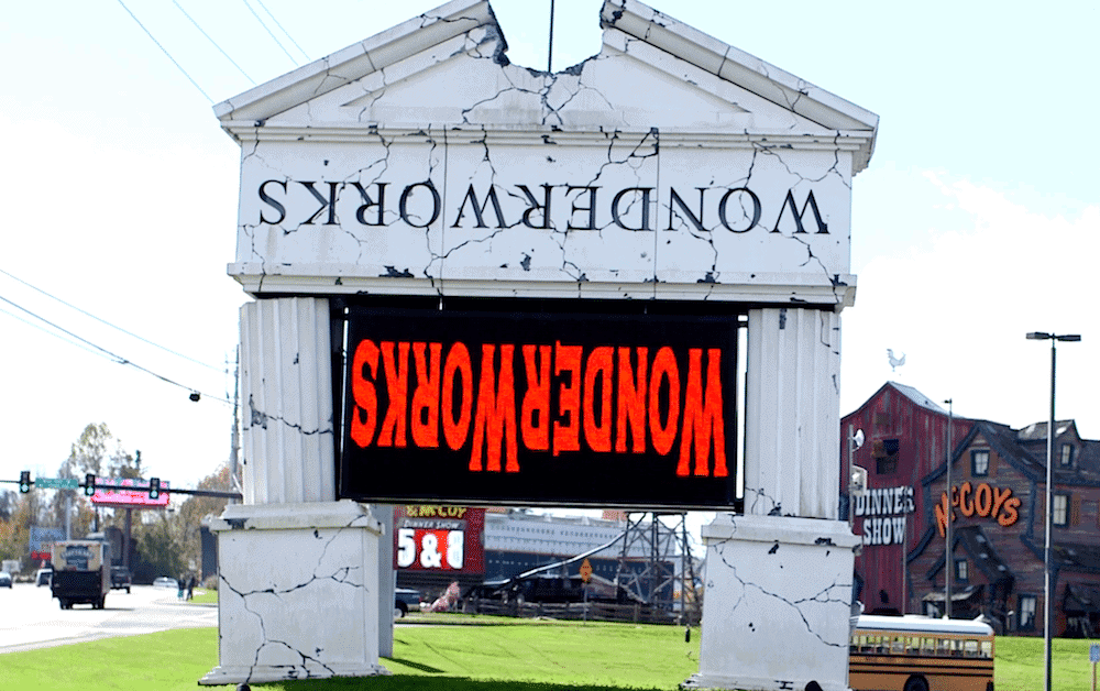 The sign outside of WonderWorks in Pigeon Forge.