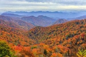 Breathtaking fall foliage near Gatlinburg.