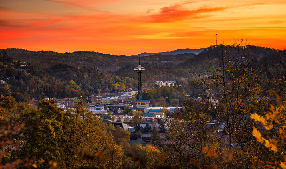 Gatlinburg sunset during fall