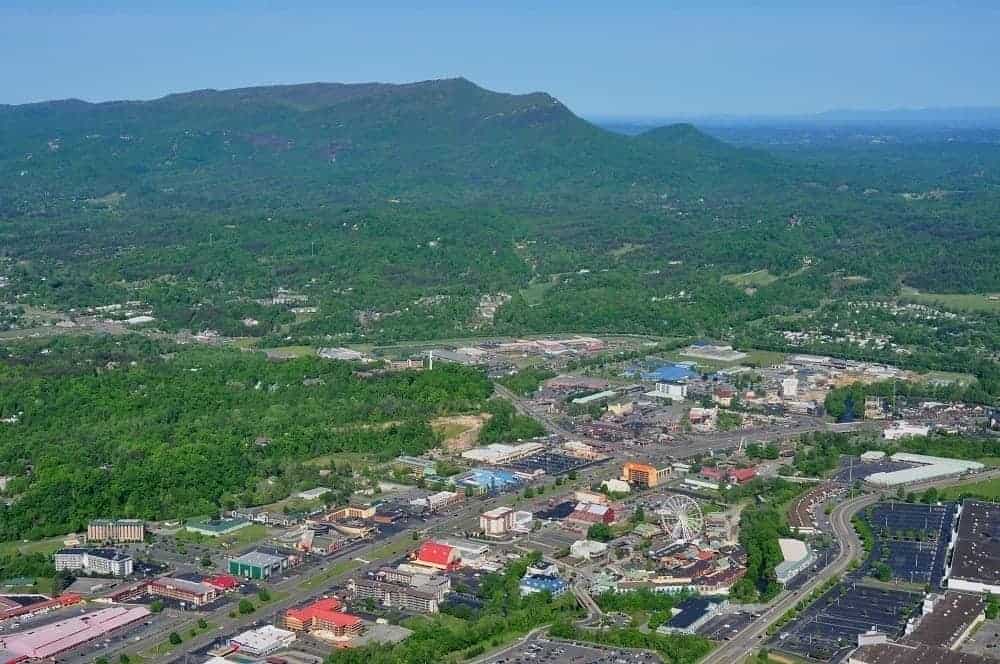 Stunning aerial view of Pigeon Forge.