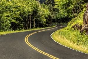 A winding road in the Smoky Mountains.