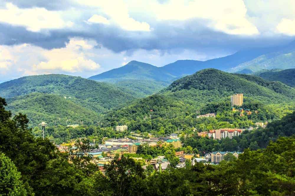 Beautiful photo of Gatlinburg and the mountains.