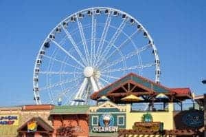 Ferris wheel and shops at The Island in Pigeon Forge.