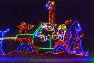 A colorful Christmas light display at Shadrack's Christmas Wonderland.